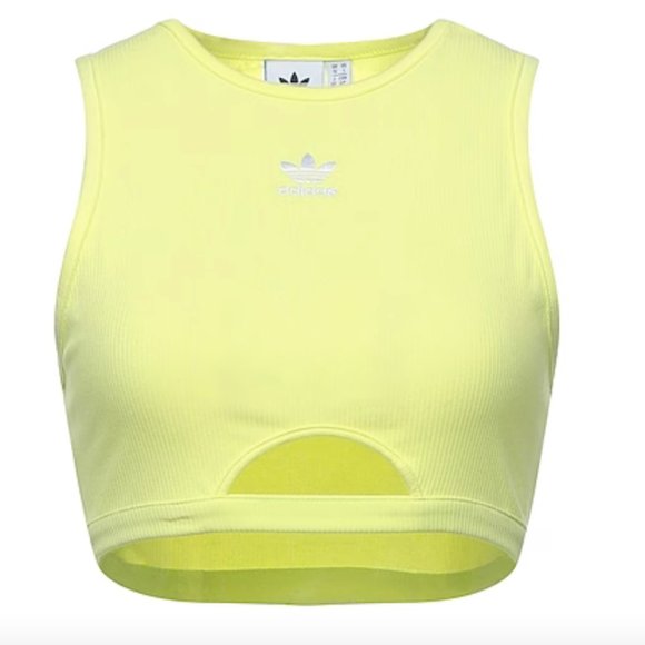 adidas Adicolor Essentials Rib Tank Top Pulse Yellow M - Picture 1 of 6